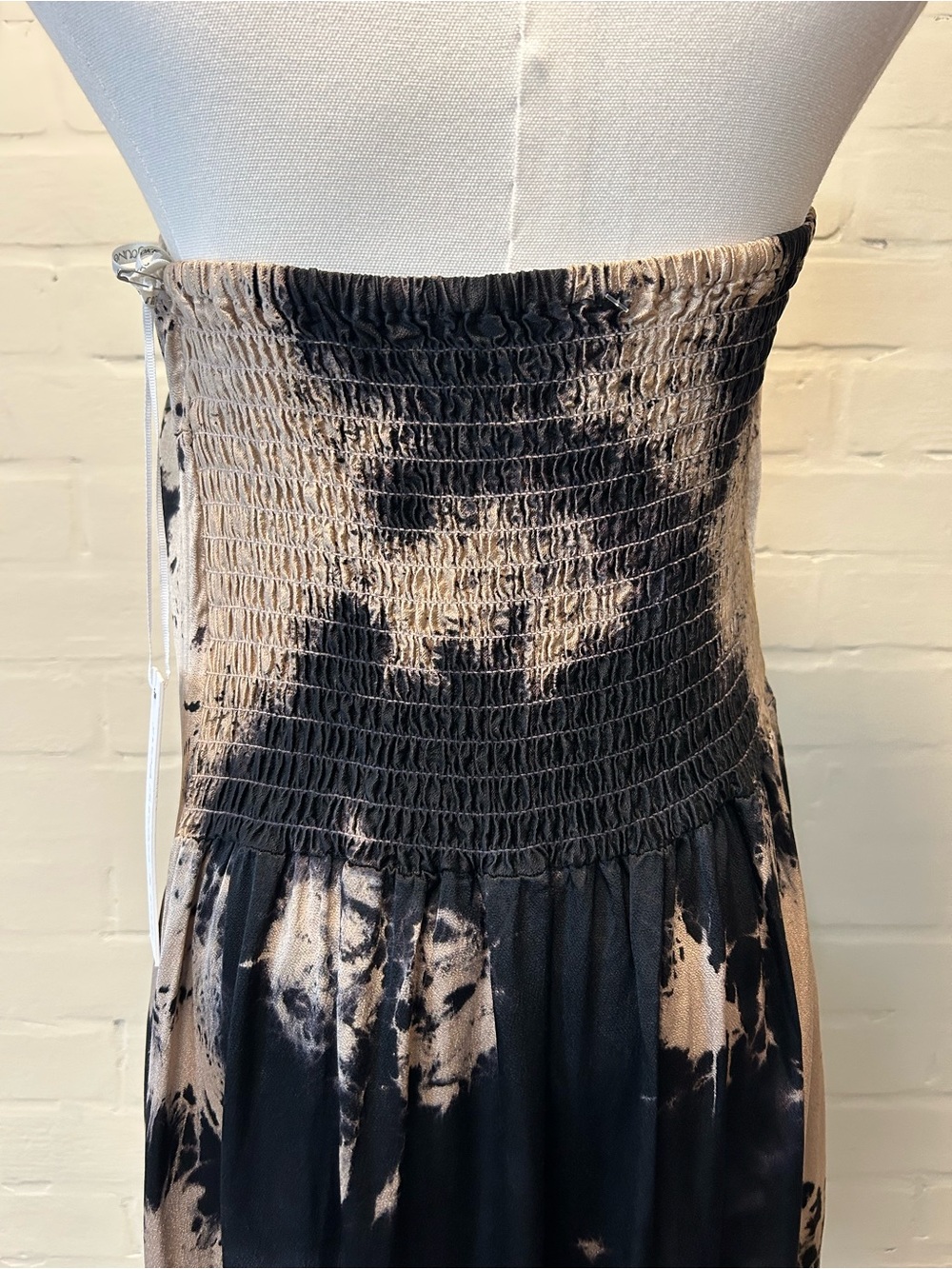 Young Fabulous & Broke Strapless Black Tan Tie Dye Maxi Dress Size L Boho Y2K - Picture 8 of 12